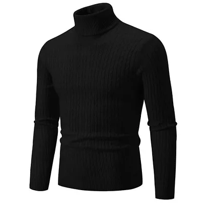 Men's High Neck Sweater Solid Color Pullover Knitted Warm Casual Turtleneck New • $20.70