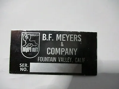 Id Nameplate B.F.Meyers Company Manx Buggy S78 Yr • $42.62