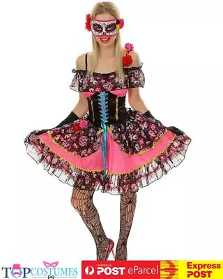 Sexy Mexican Day Of The Dead Skull Spanish Dress Senorita Halloween Costume • $56.52