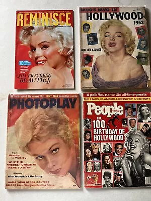 Lot 4 Magazines MARILYN MONROE Vintage Kim Novak Hollywood Photo Play 1953 1956 • $18