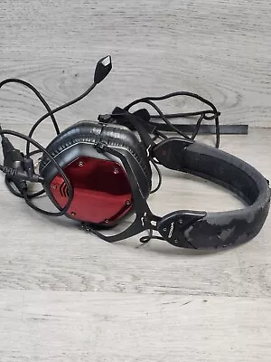 V-Moda Crossfade LP Black Leather Over Ear Wired Headphones Red Gunmetal • $69.95