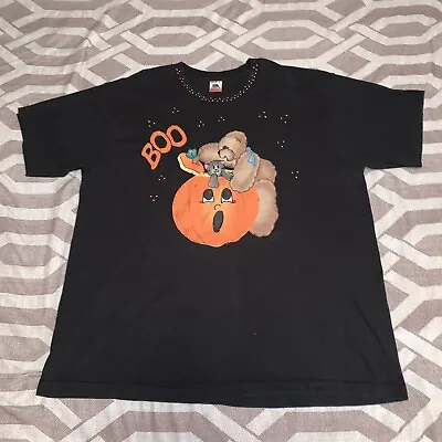 VTG Homemade Halloween T Shirt Sz XXL 2XL -Bear Boo Pumpkin Cat Puffy Paint • $15