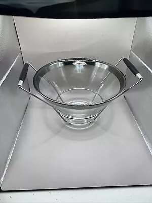 Vintage MCM Queen's Lusterware Chip Bowl W/ Metal Wire Cradle Holder 13”by 7” • $25