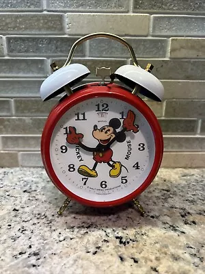 Vintage Disney MICKEY MOUSE 2 Bell Alarm Clock Germany  BRADLEY • $34.99