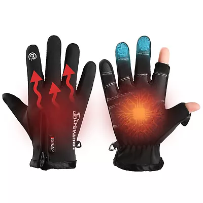 Thermal Winter Fishing Gloves Fingerless Touchscreen Anti-Slip Warm Ski Gloves • $12.29