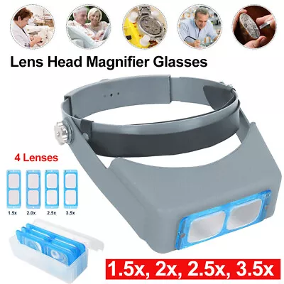 Lens Head Magnifier Glasses Magnifying Visor Glass Headband Lenses  With 4 Lense • £13.99