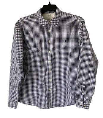 Tom Joule Mens Button Up Shirt Check Blue White Long Sleeve Cotton Size L • $23.79