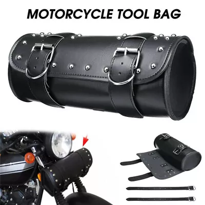 12'' Motorcycle Tool Bag Front Fork Handlebar Saddlebag Leather Storage Pouch • $13.15