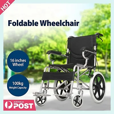 Pick Up🚨16  Foldable Wheelchair Manual Folding Wheel Chair Portable Lightweight • $143.99