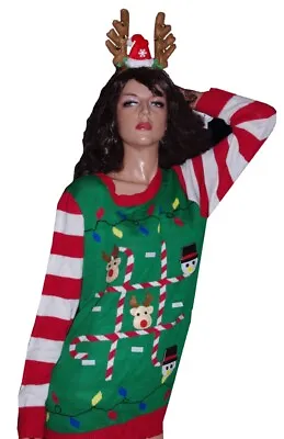 $49.99 • Buy Womens TIC TAC TOE Game Santa UGLY Christmas Sweater Party Plus Size 3X 2X NEW