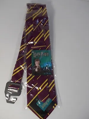 NOS Harry Potter Gryffindor Neck Tie Purple Gold Striped W/ House Crest Free S&H • $9.95