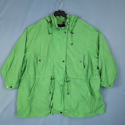 Unisex Removable Hood & Lining Coat Jacket Full Zip Snap Green Actual Size 4XL • $24.34