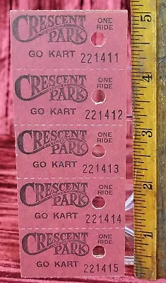 5X GO KART Vintage Antique Crescent Park Riverside Rhode Island Unused Tickets • $25.63