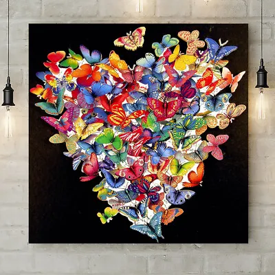LOVE HEART BUTTERFLY ABSTRACT SQUARE Canvas Rolled Wall Art Print  • £15.49