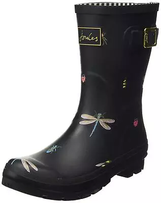 Joules - Women's Molly Welly Rainboots Black Bugs Size 5 • $24.49
