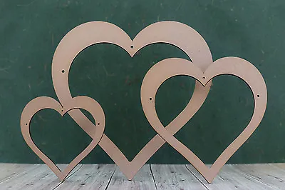 Open Heart Shapes With Centre Cut Out 3mm Mdf Heart Blank Ideal For Crafts • £4.42