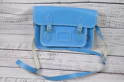 $49.99 • Buy ZATCHELS Leather Crossbody Messenger Satchel Bag Made In England Blue GUC