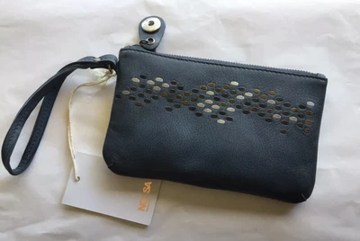 $60 • Buy Leather Noosa Amsterdam  Raw Romance Staples Clutch Bag Purse, Blue *Genuine