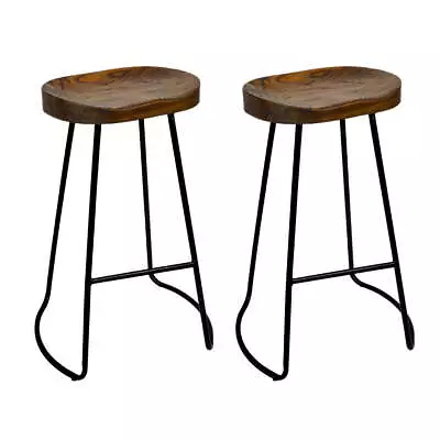 $133.76 • Buy Artiss 2 X Vintage Tractor Bar Stools Industrial Backless Stool Chairs Set Black