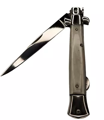 Vintage 1950's Italian Stiletto Pocketknife Fishing Knife 9  Open Pearl Handles • $195