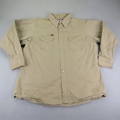 Vintage LAPCO Shirt Mens 3XL Khaki Tan Western Pearl Snap Canvas Workwear Work ^ • $27.98