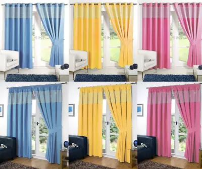 £12.99 • Buy GINGHAM KIDS BEDROOM CURTAIN Thermal Blackout Curtains Eyelet Or Pencil Pleat