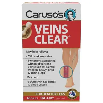 Carusos Natural Health Veins Clear 60 Tablets • $22.64