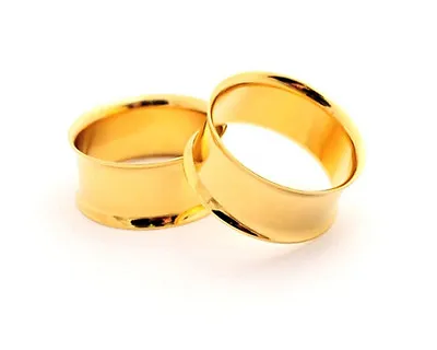 Pair Of GOLD Steel Double Flare Tunnels Set Gauges Plugs PICK SIZE • $10.49