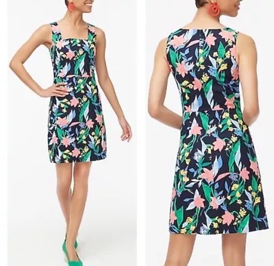 J. Crew Imogene Floral Basketweave Sleeveless Sheath Lined Square Neck Dress 8 • $39.99