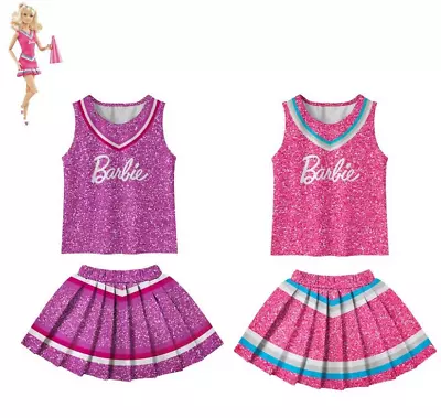 Ladies Girls Cheerleader Costume Barbie Tops Pleated Skirt Uniform Outfits Gifts • £15.59