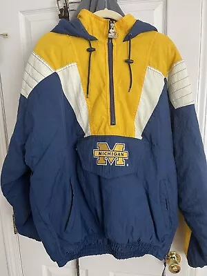 Vtg Vintage Starter Michigan Wolverines Pullover Jacket Sz Xl Ncaa • $140