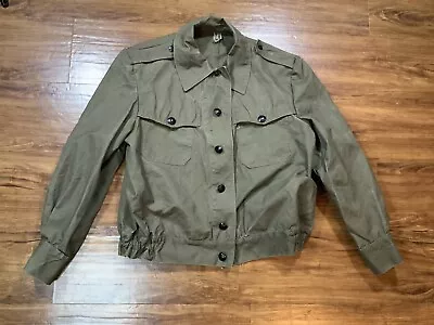 $30 • Buy Vintage Bulgarian Army Jacket With Gun Pocket Solid Green Camo Military Ike