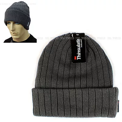 Cuffed Beanie Hat Cap Plain Knit Warm Winter Skull Ski Cap 3M THINSULATE - Gray • $10.85