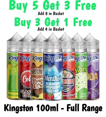 Kingston E Liquid Ecig Vape Juice 100ml 0mg 70/30 Full Range • £7.99