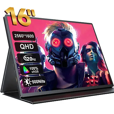 UPERFECT 16  QHD Ultra Slim HDR 2K 120Hz Portable Monitor HDMI USB C For Game PS • $279.99