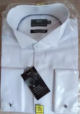 M&S Eveningwear The Ultimate Pure Cotton Non Iron WHITE Shirt Collar 42cm/16.5  • £36