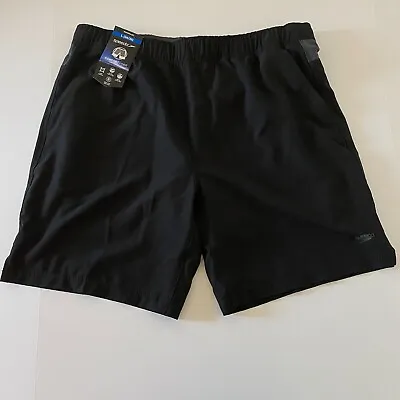 Speedo Men Large Shorts 34 36 Black Techvolley Comfort Liner UPF 50+ Solid New • $23.40