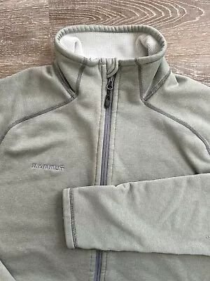 Mammut Grid Fleece Full Zip Jacket Mens XL Solid Gray Logo Textured Pockets • $34.98