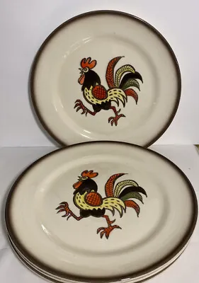 4 Vintage Red Rooster By Metlox Poppytrail Vernon Dinner Plates 10” • $16.99