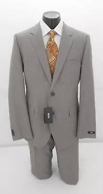 Hugo Boss Men's Tan Sharkskin 2B Classic Fit Suit 100% Virgin Wool $299.99 46R • $299.99