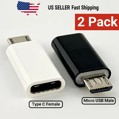 $2.23 • Buy 2 Pack USB 3.1 Type C Female To Micro USB Male Adapter Converter Connector