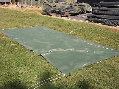 MILITARY SURPLUS AMMO TARP 7 X 15 HAY EQUIPMENT COVER  TENT FLOOR TRUCK TRAILER  • $135