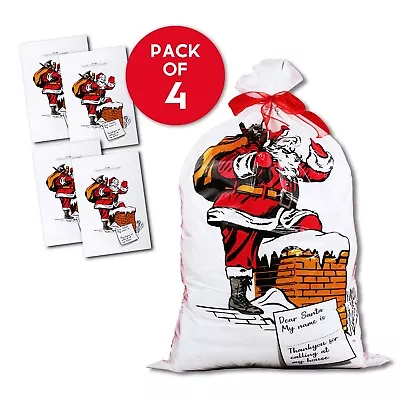 4 Giant Santa Sacks Stocking Jumbo Father Christmas Large Xmas Gift Present Bag • £2.99