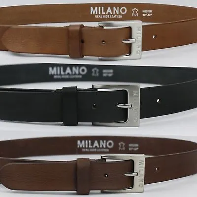 Mens Leather Belts Real 32mm Black Brown Tan Milano • £9.95