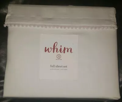 Whim By Martha Stewart Pom-Pom Hem 4 Piece Sheet Set Full Size White/Pink  • $49.99