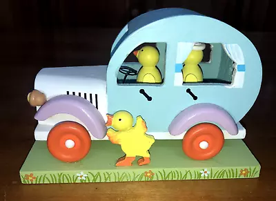 Wooden Spring Decor - Chicks Driving Car & Leaving Kids Behind! Pastel Colors • $9