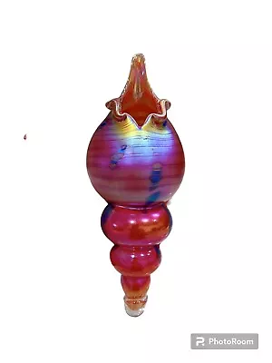 Igor Muller Iridescent Czech Republic Blown Glass Conch Shell Art Vase Signed • $149.99