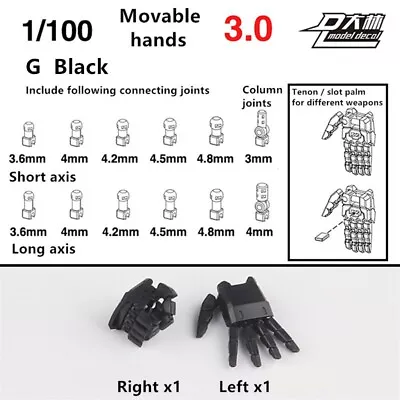 D.L Fully Movable Hands 3.0 For 1/100 MG RX-78-2 Sazabi Strike G Black • $12.88