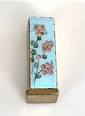 Vintage Guilloche Enamel Flower Rose Lipstick Holder Case Unsigned • $28