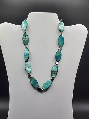 Estate Jewelry Blue Colored Abalone Shell Beaded Strand Necklace 20 In • $5